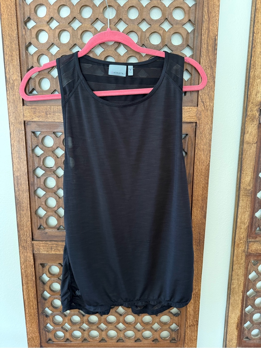 Athleta Black Mesh Yoke Athletic Tank